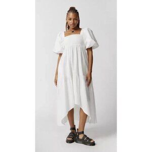 Kimchi Blue Shara Puff Sleeve Midi Dress Urban Outfitters White Square Neck L
